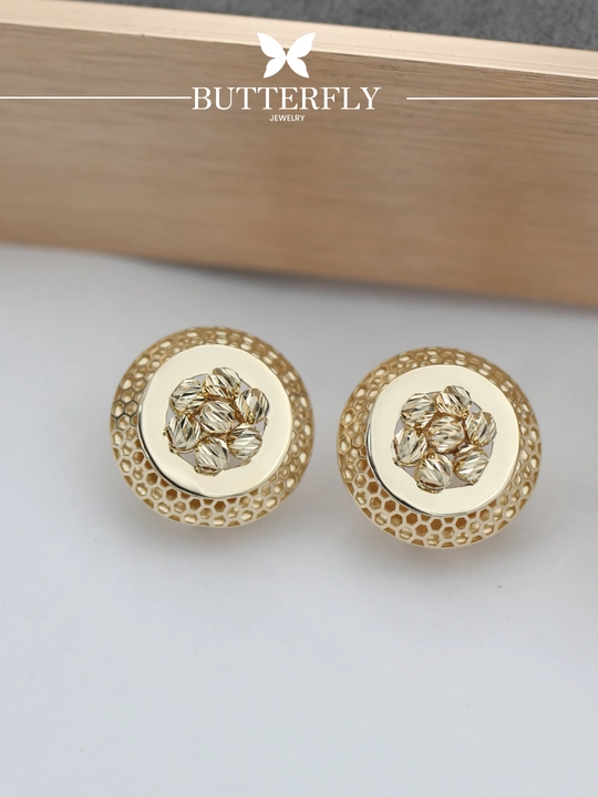 Ayollar uchun oltin uzuk va zirak to'plami, tilla 585 proba, 8.17 gr, B81K model,BUTTERFLY