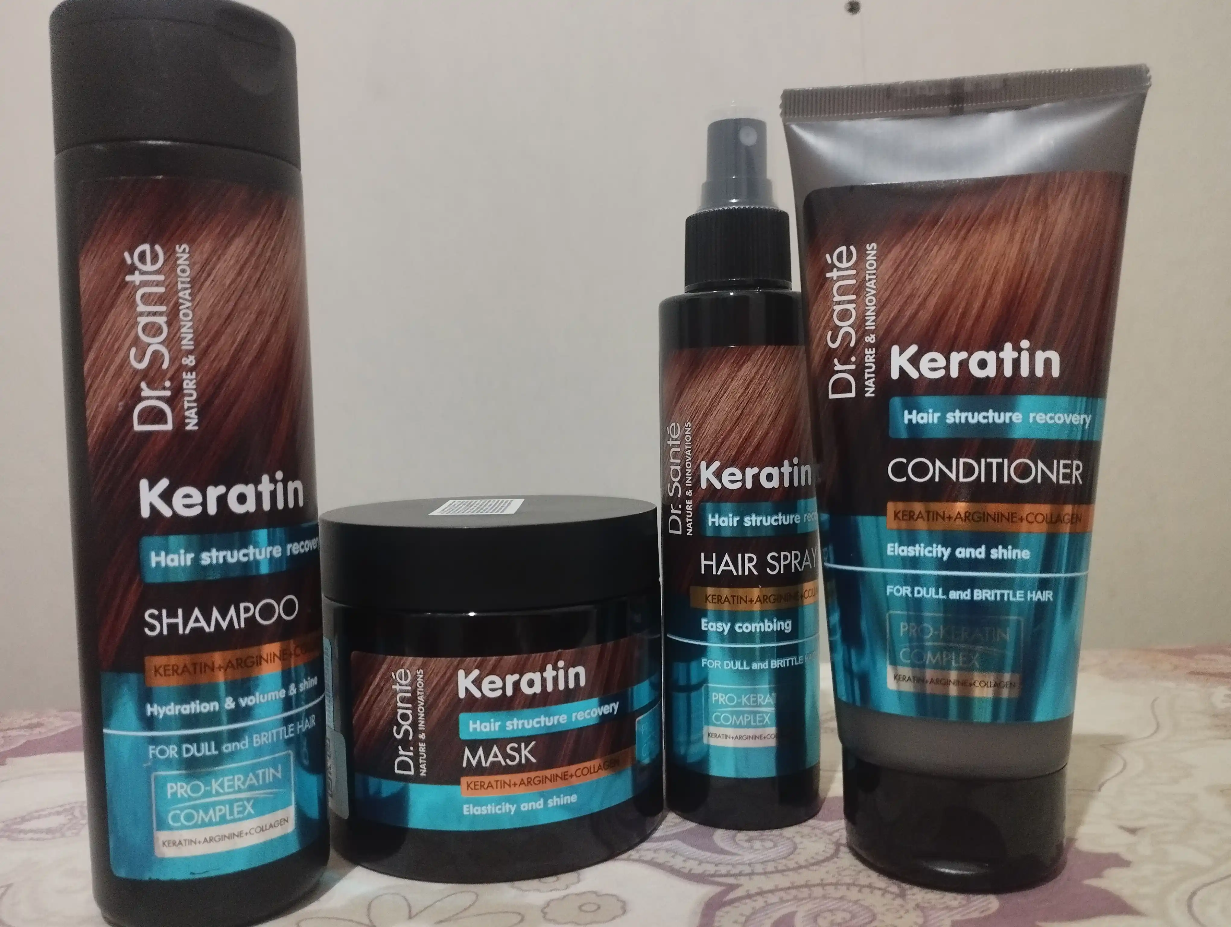Dr.Sante Keratin shampuni, xira va mo‘rt sochlar uchun, keratin + kollagen + arganin