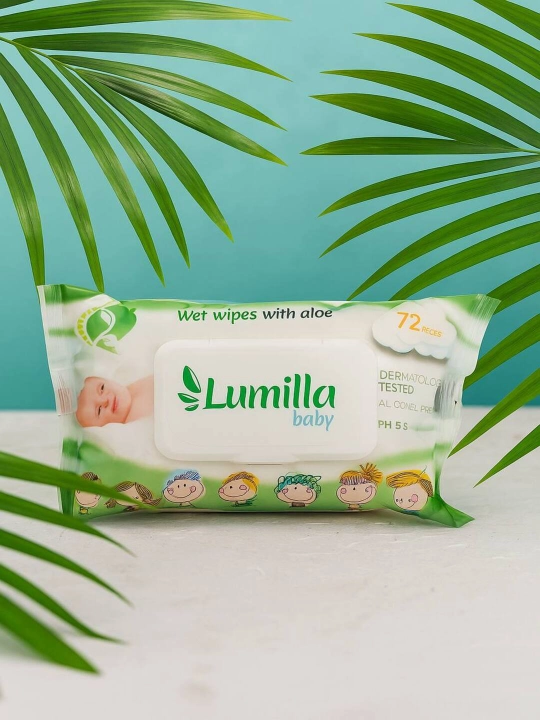 Влажные салфетки Lumilla baby aloe, 72 шт - 