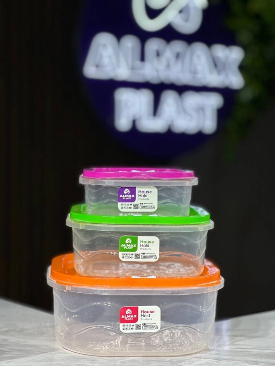 3 dona konteyner to‘plami – ovqat saqlash va pishirish uchun, qopqoqli, BPA-free plastik