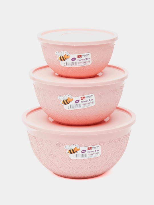 3 dona konteyner to‘plami – ovqat saqlash va pishirish uchun, qopqoqli, BPA-free plastik