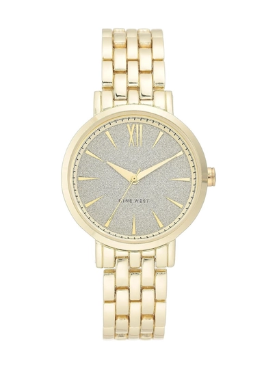 Nine West 36 mm - Женские часы золотого цвета с браслетом и мерцающим циферблатом — RASULS-NW2402GLGB-ЗОЛОТ