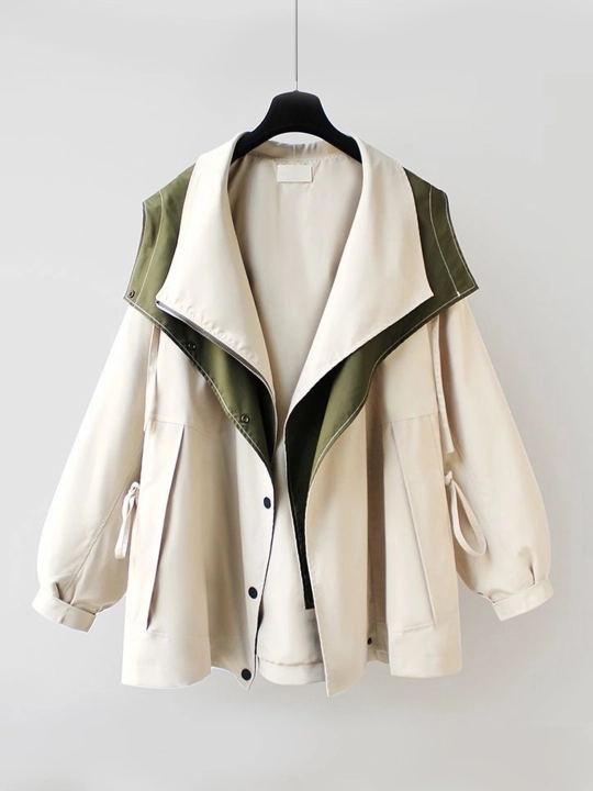 Ayollar vetrovkasi, kapyushonli kurtka, trench oversize, M–4XL — ELLY FASHION - 