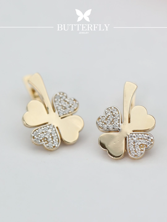 Золотое кольцо и серги комплект, 7.16 г, модель B88K,золото 585 пробы, BUTTERFLY GOLD
