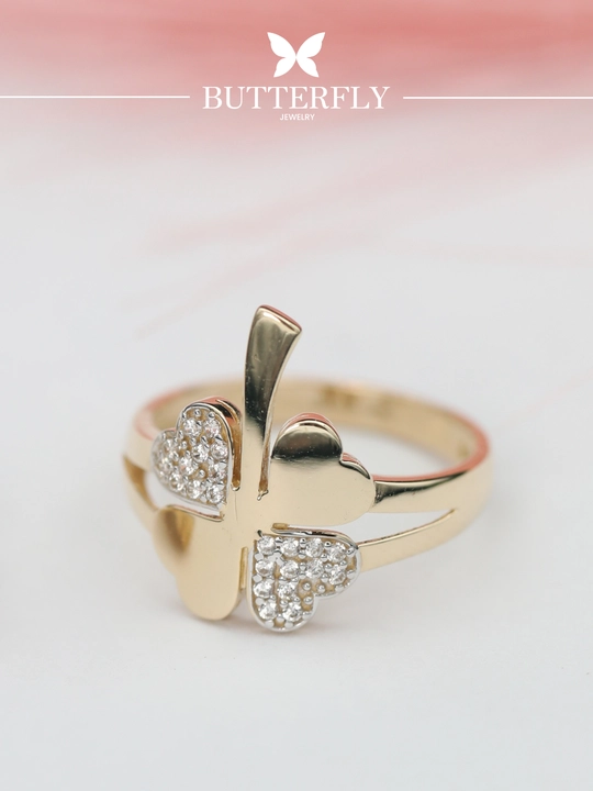 Золотое кольцо и серги комплект, 7.16 г, модель B88K,золото 585 пробы, BUTTERFLY GOLD