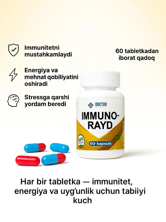 IMMUNORAYD, Vitaminlar boy Immunitetni mustahkamlovchi 60 kapsula - 