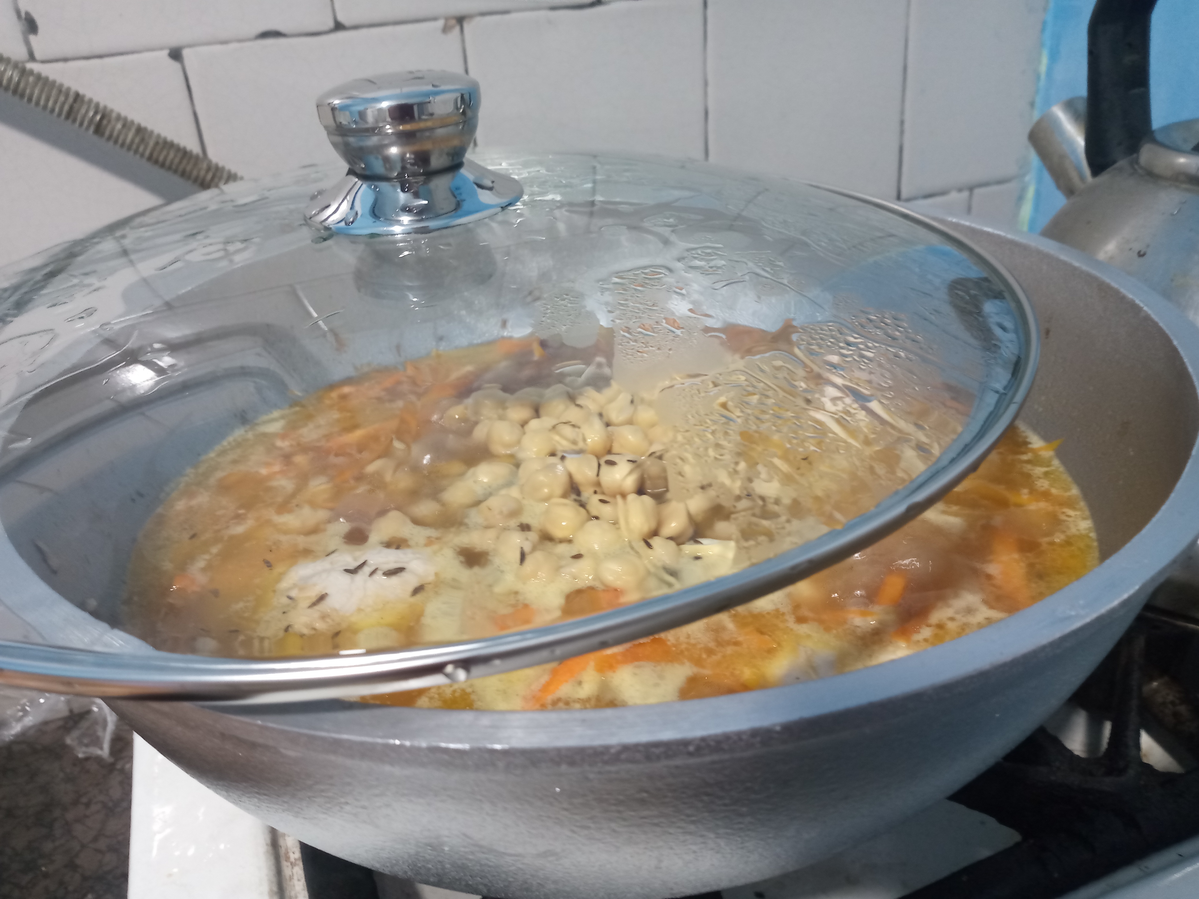 Алюминиевый казан, полусфера стеклянная крышка, 6 л