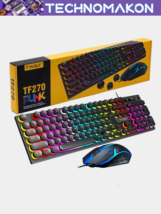 O'yin klaviatura va sichqonchasi T-Wolf TF270 led chiroqli