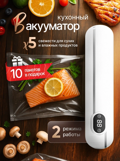 Вакуумный упаковщик, вакууматор для продуктов + 10 пакетов, мощный, вакууматор — EASYLIF-ВАКУМАТОР