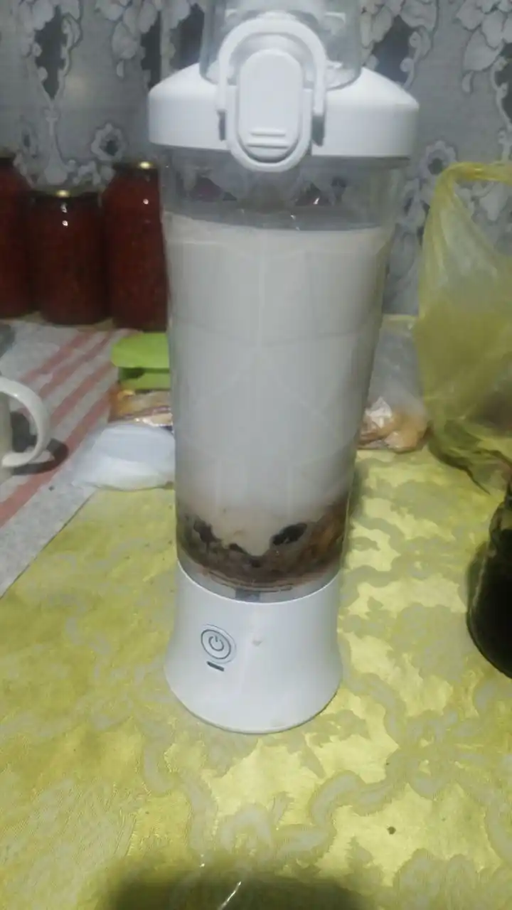 Portativ blender, qo‘l mini-sheykeri, 3 tasi 1 da, smuzi tayyorlash uchun, kuchli, 600 ml