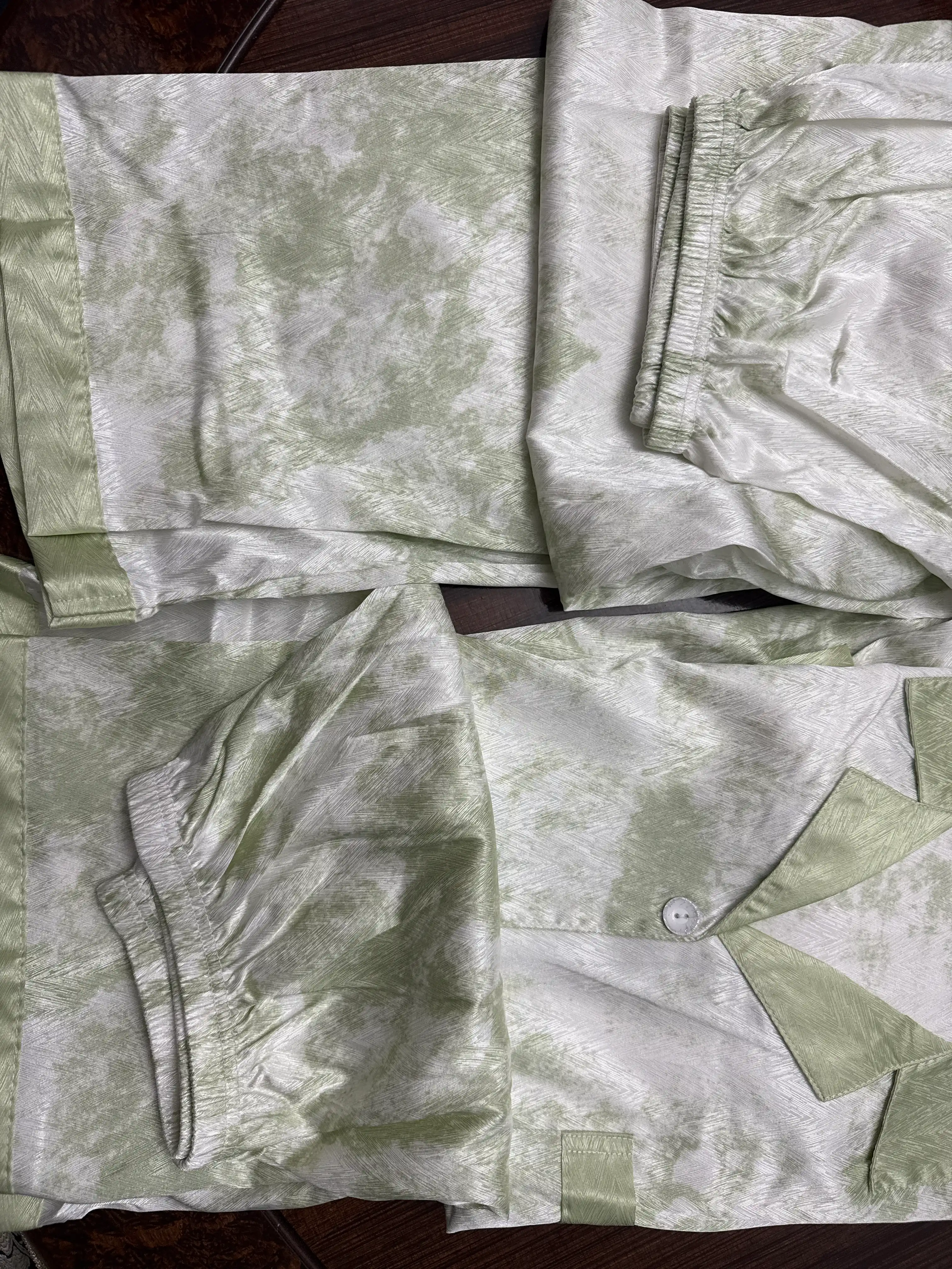 (3 в 1)  Элегантный женский пижамный комплект из вышитого атласа, размер: XL.XXL