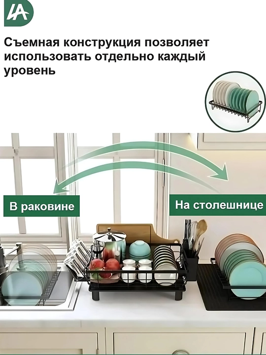 Сушилка для посуды настольная, металлическая подставка для кухни