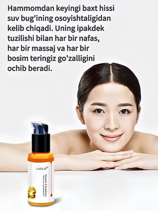CARICH Vitamin E Emulsiyasi – Yuz va tana uchun yumshatuvchi va namlovchi parvarish