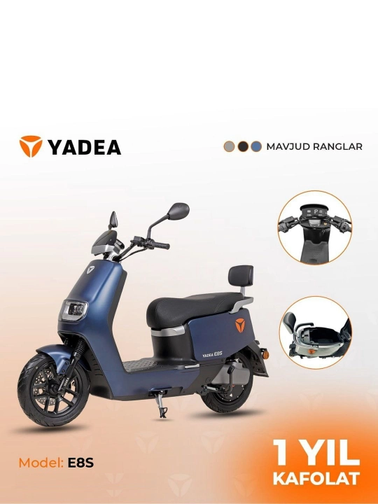 Yadea E8S elektr skuteri, 1 yil kafolat