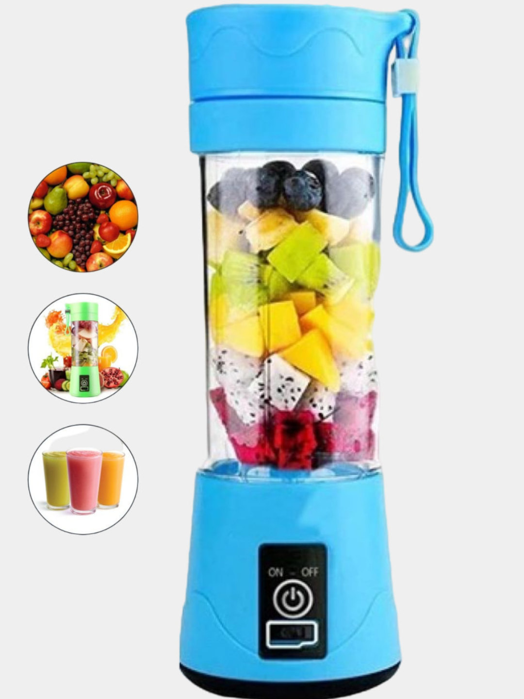 Sheyker blender, quvvatli simsiz blender, mini, portativ, 3 tasi 1 da, 400 ml - 
