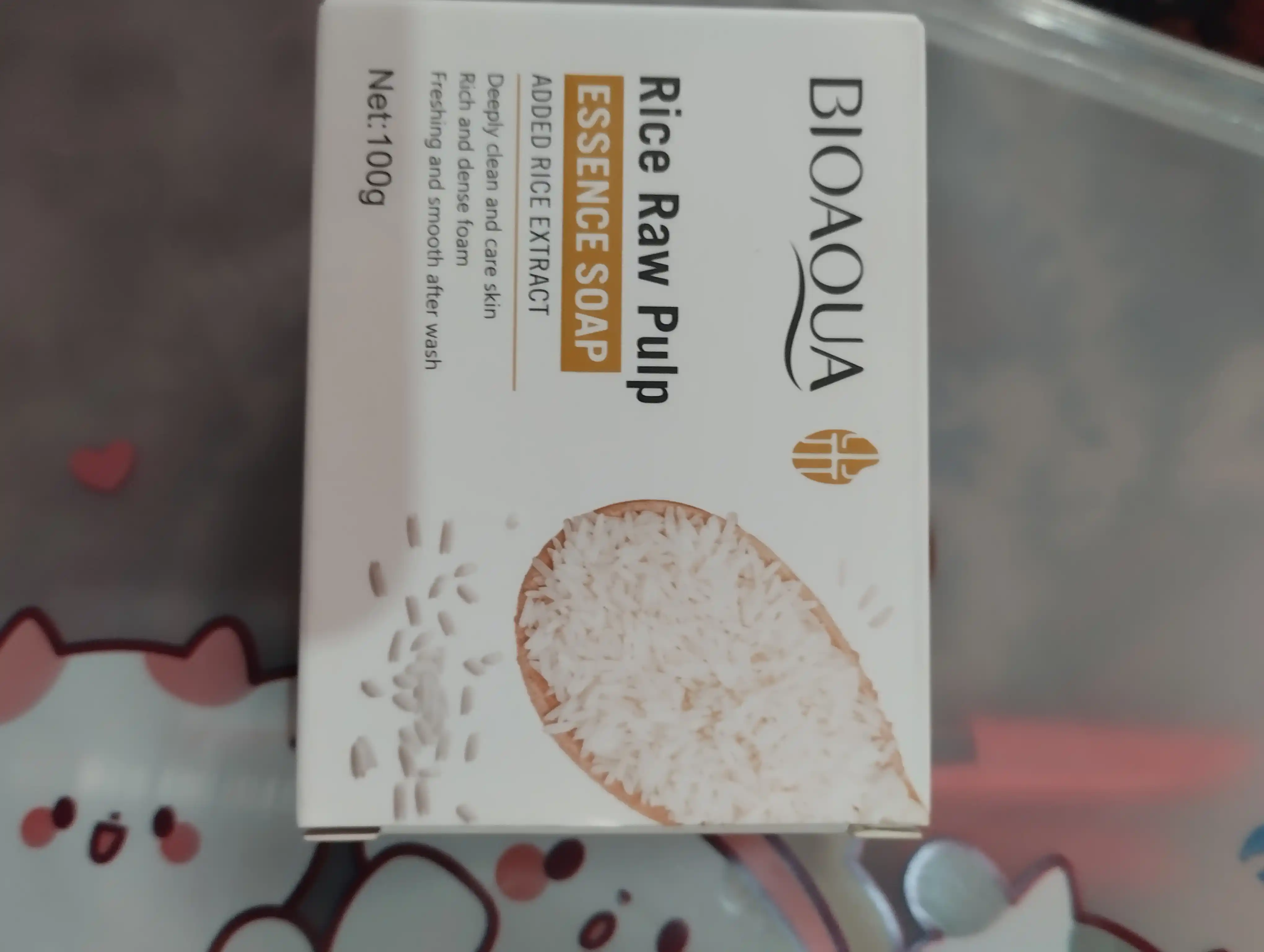 Мыло рисовое отбеливающее Bioaqua, с экстрактом риса и кокоса с сеточкой для взбивания пены