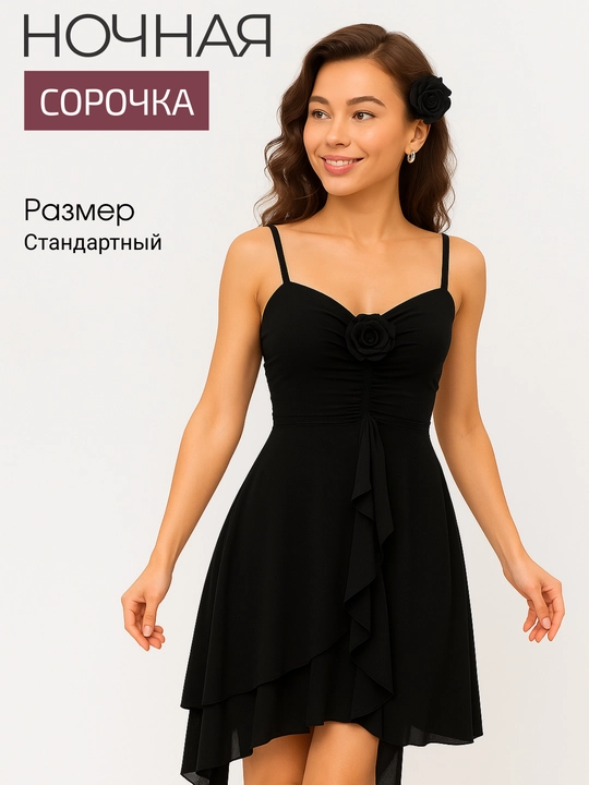 Женская ночная сорочка – изящный дизайн, на тонких бретелях, удобная и красивая - 