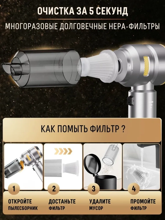 Пылесос для автомобиля ST-6659 plus ручной автопылесос беспроводной