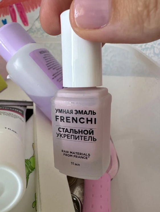 Лак для ногтей FRENCHI, без лампы,cтальной укрепитель, для укрепления ногтей, розовый,11мл