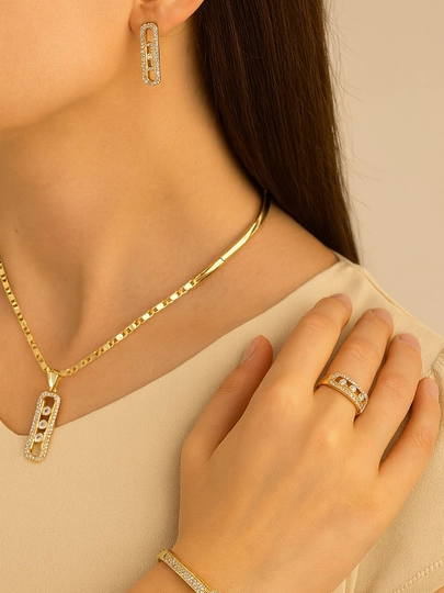 Комплект украшений в стиле Messika, Bvlgari и Van Cleef — SHONAJW-KOMPLEKT-ГОРЧИЧ