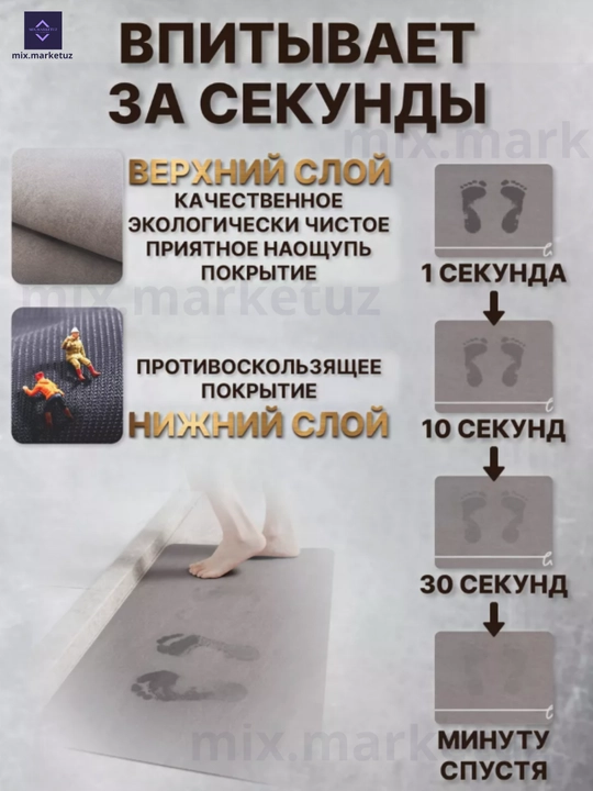 Диатомитовый коврик для ванной, туалета, при дверный, прикроватный