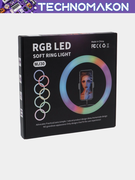 Selfie LED halqali chiroq MJ30 RGB 30 sm, selfi, strimming, go'zallik sanoati uchun