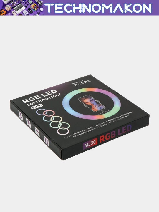 Selfie LED halqali chiroq MJ30 RGB 30 sm, selfi, strimming, go'zallik sanoati uchun
