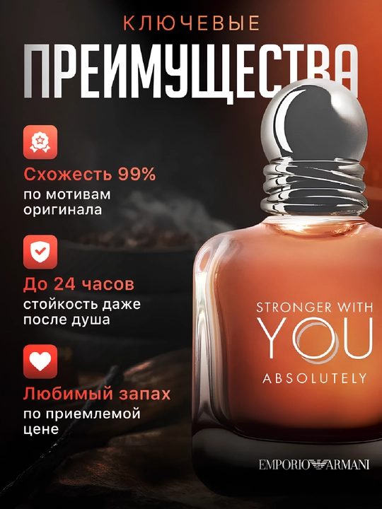 Erkaklar atiri Giorgio Armani Stronger With You Absolutely 100 ml, erkaklar uchun sovg'a