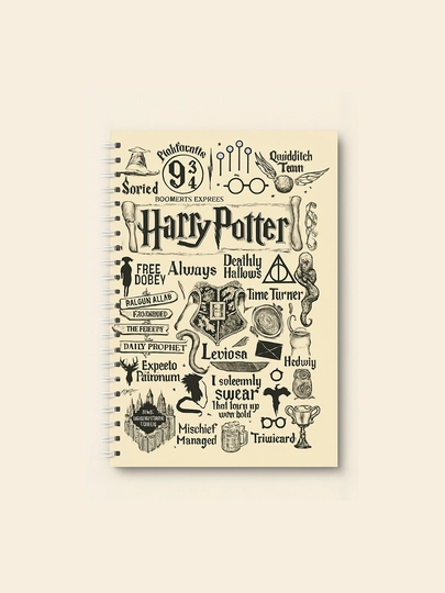 Блокнот Гарри Поттер, Harry Potter, А5, 40 страниц, стильная тетрадь, фанатский скетчбук — ТОЧКА-ПОТЕР-БЕЖЕВ-лист