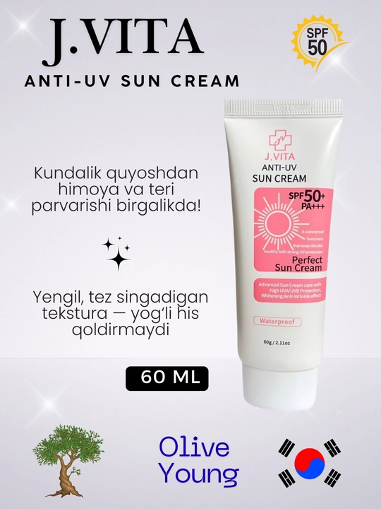 Quyoshdan himoya kollagenli krem J. Vita Anti-UV Collagen Sun Cream SPF50+ PA+++, 60 ml - 