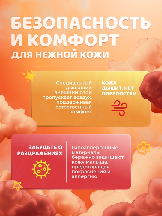 Подгузники на липучках детские "Chikako" все размеры 1–6, 32–60 шт, 3-25 кг, ультра мягкие