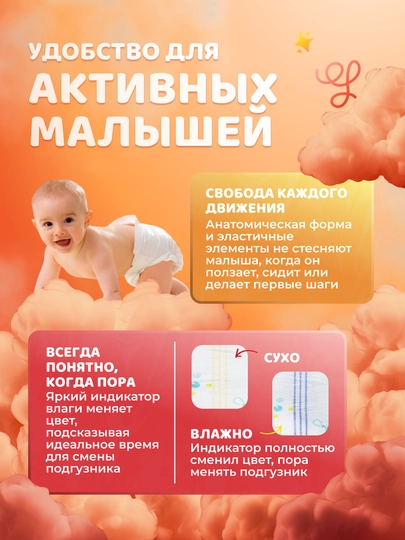 Подгузники на липучках детские "Chikako" все размеры 1–6, 32–60 шт, 3-25 кг, ультра мягкие