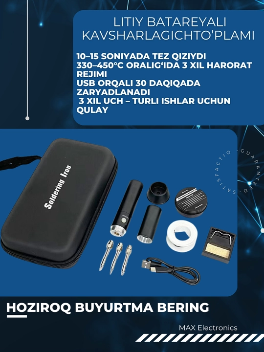 USB 5V litiy batareyali portativ kavsharlagich payalnik