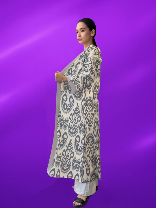 Ayollar abaya kiyimi, yopinchiq va xalat, 2 tasi 1 da, zig‘ir tolali, milliy uslubda, katta o‘lchamda