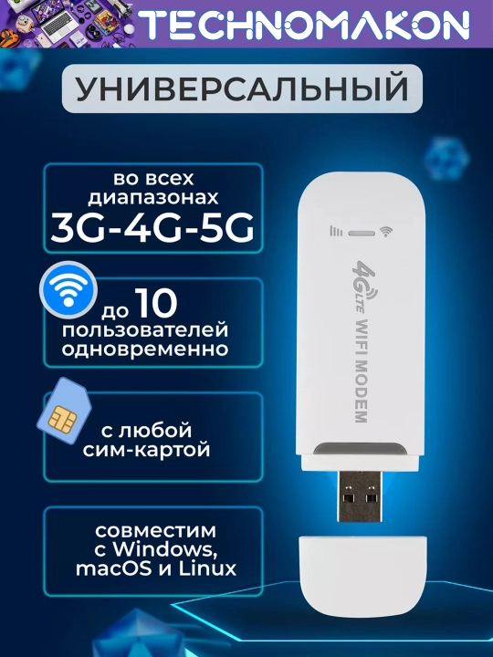 WI-FI модем с функциями роутера 4G LTE USB