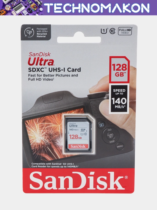 Карта памяти для фотоаппарата Sandisk Ultra SDXC, 32/64/128/256/512 Gb, 140 Mb/s