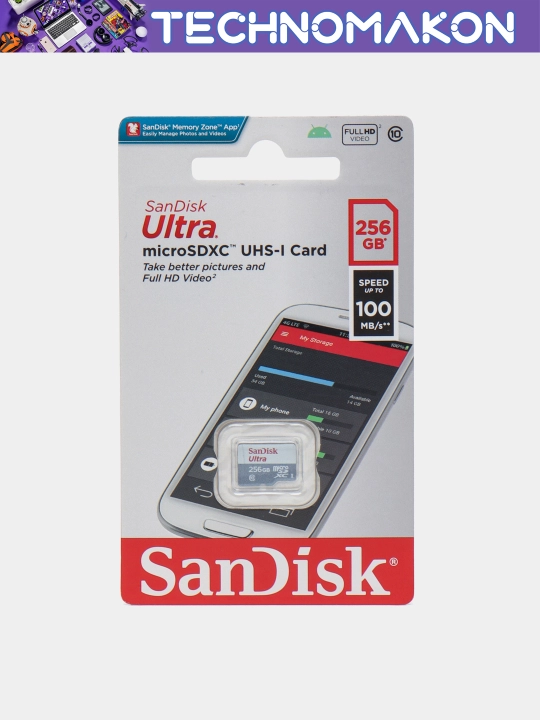 Карта памяти SanDisk Ultra, 32, 64, 128, 256, 512 ГБ, 100 Mb/s, Micro SD