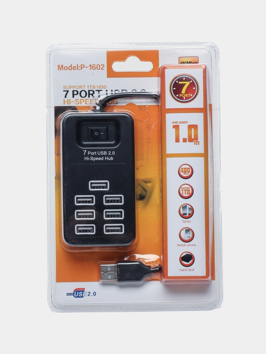 Portativ USB hub P-1602, 7 ta USB uchun kontsentrator