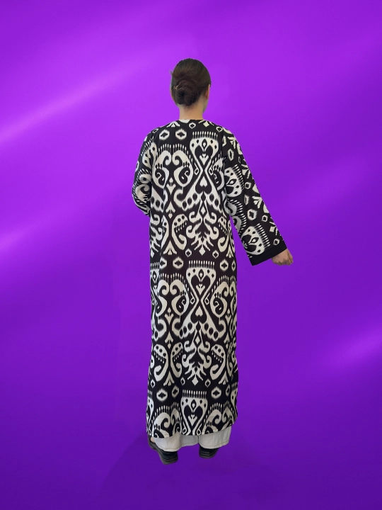 Ayollar abaya kiyimi, yopinchiq va xalat, 2 tasi 1 da, zig‘ir tolali, milliy uslubda, katta o‘lchamda