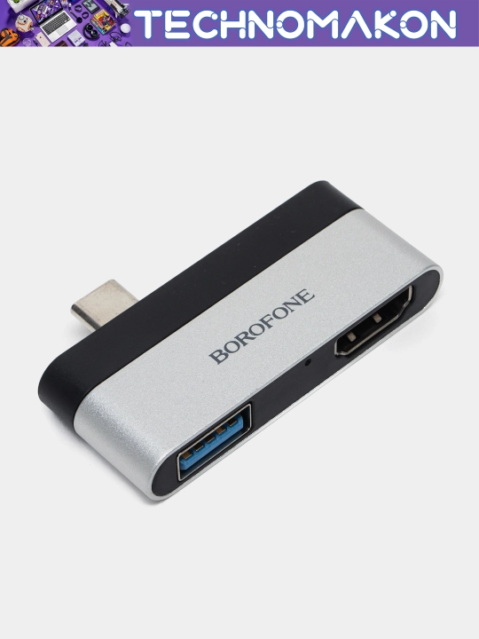 Macbook uchun Type-C HDMI adapter Borofone DH2, USB-C dan HDMI + USB3.0