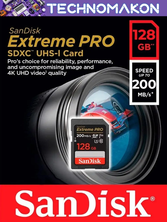 Карта памяти для фотоаппарата Sandisk Extreme Pro SDXC UHS-I card, 32-512 ГБ, 200Mb/s