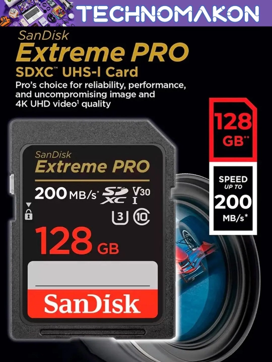 Карта памяти для фотоаппарата Sandisk Extreme Pro SDXC UHS-I card, 32-512 ГБ, 200Mb/s