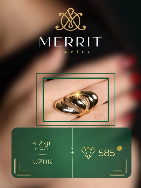 Золотое кольцо для женщин и девушек, 585 проба, размер 16-20, M04U, MERRIT