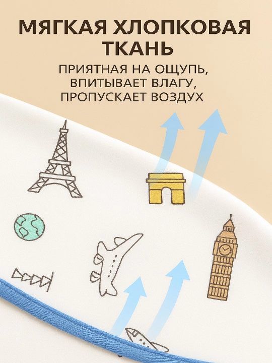 Пеленка-кокон, спальный мешок, 100% хлопок, для новорожденных, с липучками