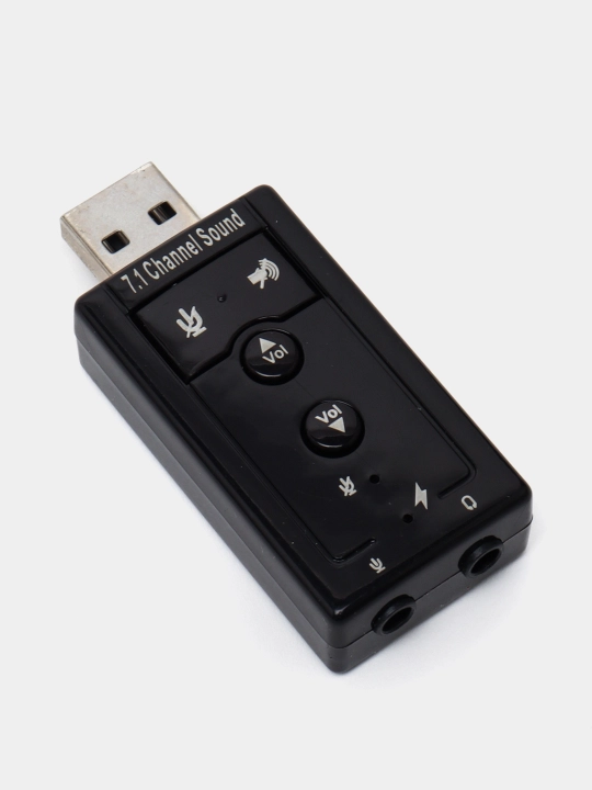Tashqi USB ovoz kartasi 7.1, boshqarish tugmachalari bilan