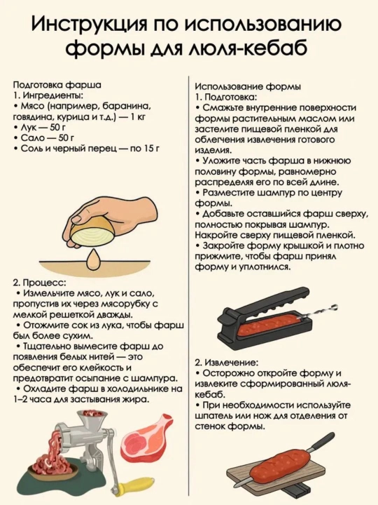 Формы для шашлыка, удобные в использовании формы для шашлыков из рубленого мяса
