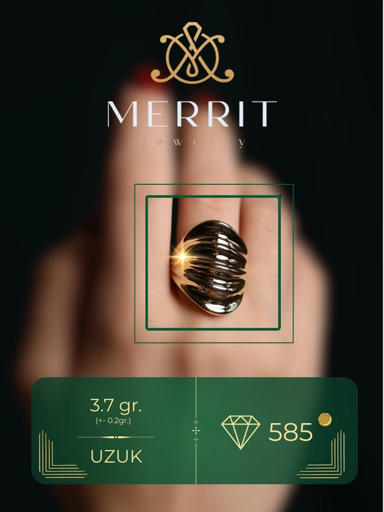 Ayollar va qizlar uchun tilla uzuk, 585, 16-20 razmer, M08U model, MERRIT