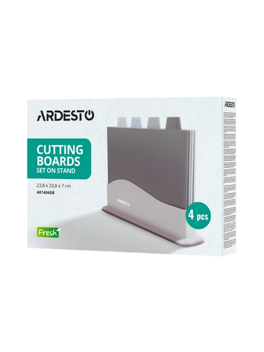 Набор разделочных досок Ardesto Fresh 4 шт с подставкой, пластик, 23.8×33.8 см, AR1404GB