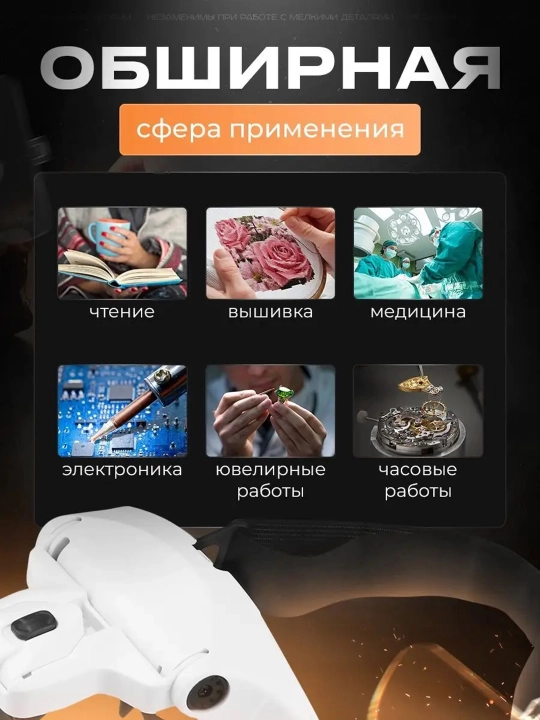 Очки-лупа со сменными линзами и подсветкой для мелких работ, увеличительные очки-лупа