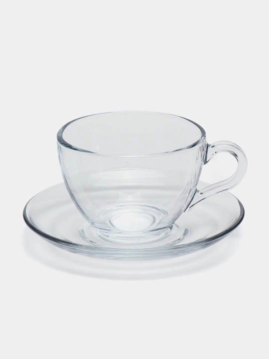 Pasabahce Basic chashka va likopcha to‘plami, 238 ml, 6 dona - 
